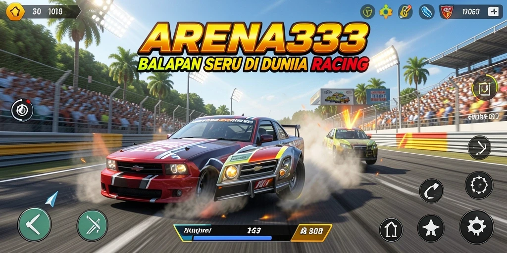 Gameplay balapan seru di ARENA333 dengan berbagai trek yang menantang.