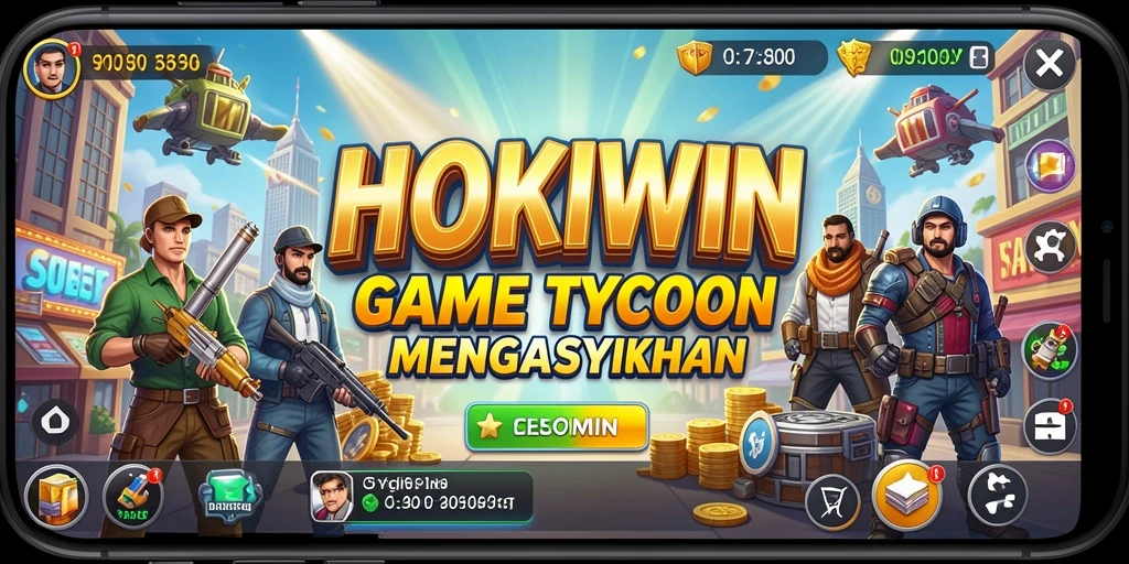Menampilkan gameplay HOKIWIN dengan manajemen bisnis yang seru.