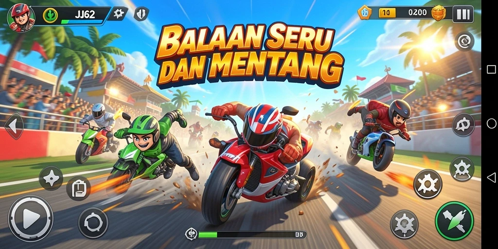 Tampilan gameplay JJ62 yang seru dan menarik di trek balap.