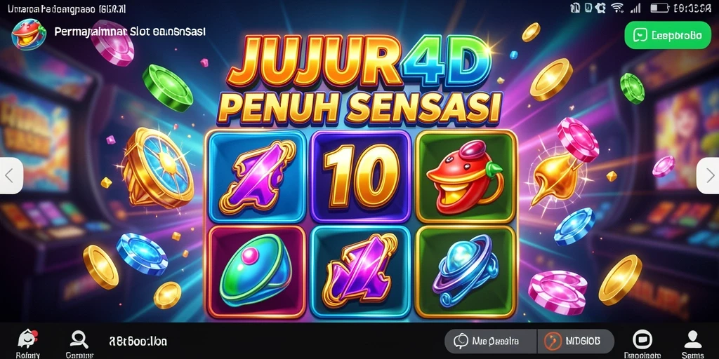 Tampilan utama gameplay Slot JUJUR4D yang menarik dan penuh warna.
