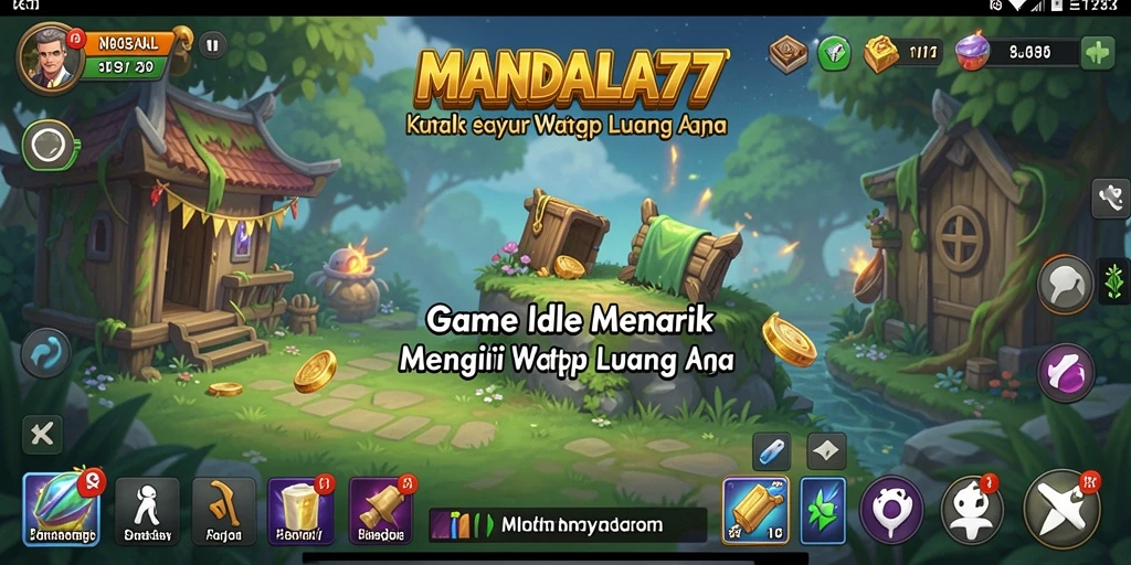 Tangkapan layar gameplay <strong>MANDALA77</strong> yang menampilkan aksi mengumpulkan sumber daya.