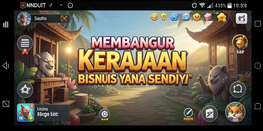 Screenshot gameplay MNDUIT yang menunjukkan manajemen bisnis yang dinamis.