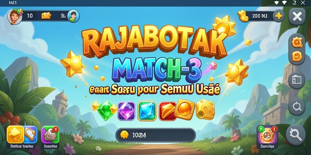 Tampilan menarik dari gameplay RAJABOTAK dengan tantangan Match-3.