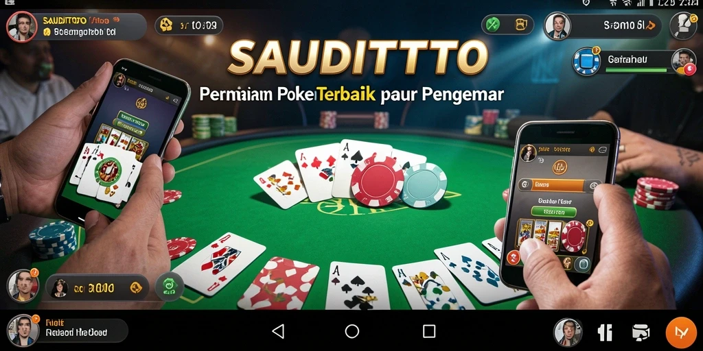Tampilan gameplay seru dalam SAUDITOTO saat pemain beraksi di meja poker.