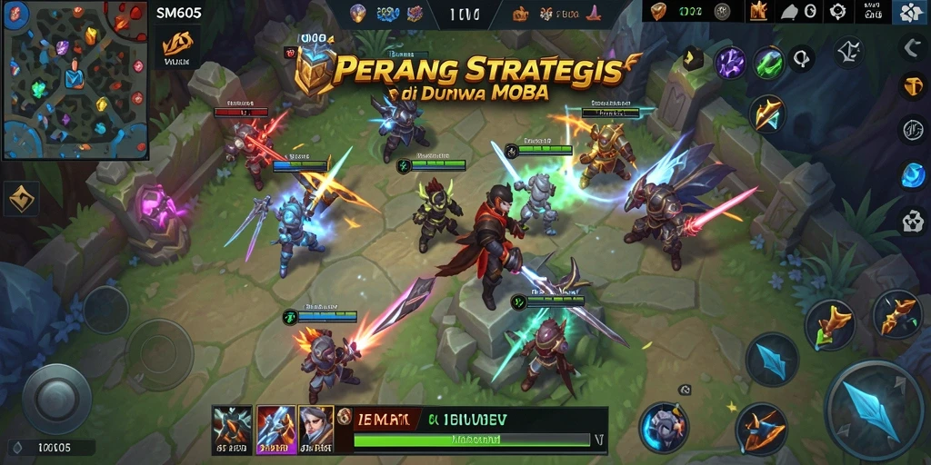Screenshot menampilkan pertarungan intens dalam gameplay MOBA.