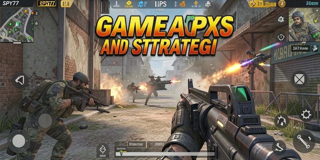 Tangkapan layar gameplay SPY77 yang menampilkan aksi mendebarkan di medan perang.