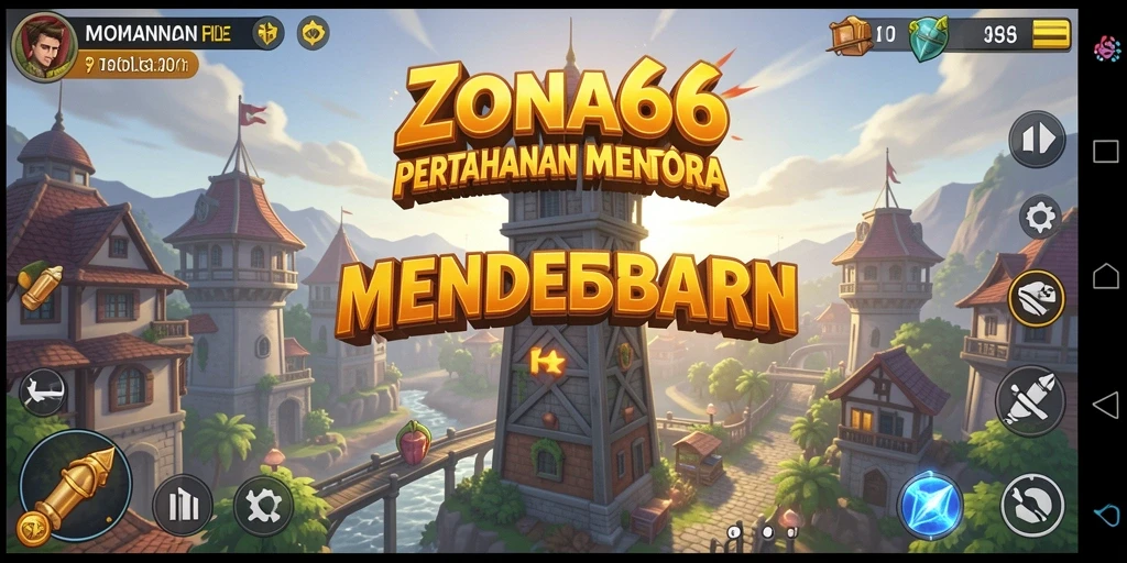 Tampilan gameplay ZONA66 yang menegangkan dalam pertahanan menara.